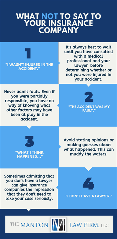 Infographic of what not to say to your insurance company